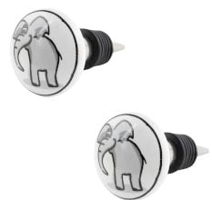 2 Pieces Grey Elephant Ceramic Flat Wine Bottle Stopper